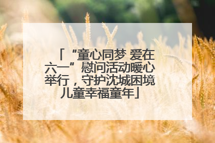 “童心同梦 爱在六一”慰问活动暖心举行，守护沈城困境儿童幸福童年