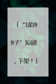 “1胎99子”短剧，下架！
