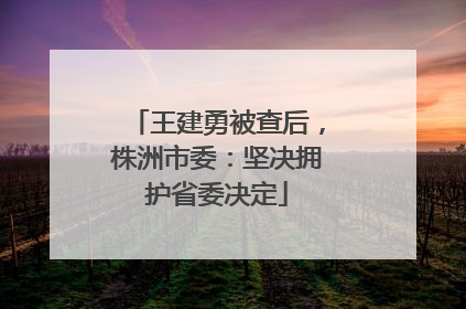 王建勇被查后，株洲市委：坚决拥护省委决定