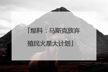 爆料：马斯克放弃殖民火星大计划