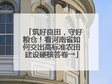 筑好良田，守好粮仓！看河南省如何交出高标准农田建设硬核答卷→
