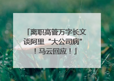 离职高管万字长文谈阿里“大公司病”！马云回应！