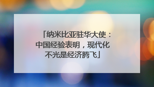 纳米比亚驻华大使：中国经验表明，现代化不光是经济腾飞