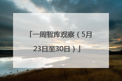 一周智库观察（5月23日至30日）