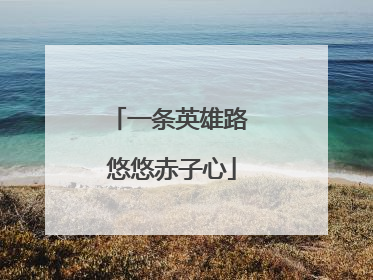 一条英雄路 悠悠赤子心