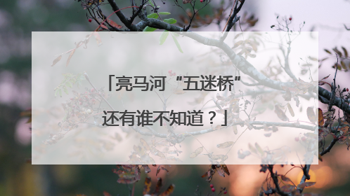 亮马河“五迷桥”还有谁不知道？