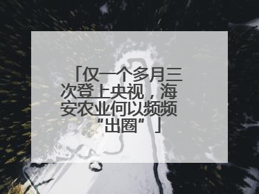仅一个多月三次登上央视，海安农业何以频频“出圈”