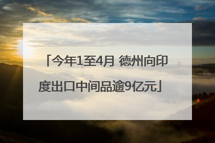 今年1至4月 德州向印度出口中间品逾9亿元