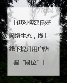 伊对构建良好网络生态，线上线下提升用户防骗“段位”