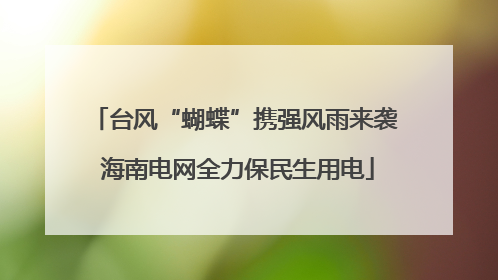 台风“蝴蝶”携强风雨来袭 海南电网全力保民生用电
