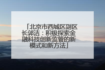 北京市西城区副区长郭洁：积极探索金融科技创新监管的新模式和新方法