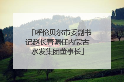 呼伦贝尔市委副书记赵长青调任内蒙古水发集团董事长