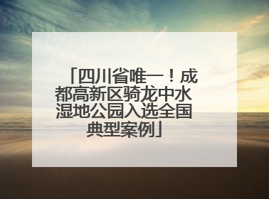四川省唯一！成都高新区骑龙中水湿地公园入选全国典型案例