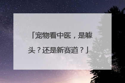 宠物看中医，是噱头？还是新赛道？