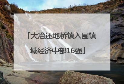 大冶还地桥镇入围镇域经济中部16强