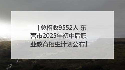 总招收9552人 东营市2025年初中后职业教育招生计划公布
