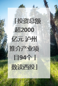 投资总额超2000亿元 泸州推介产业项目94个丨数读西投