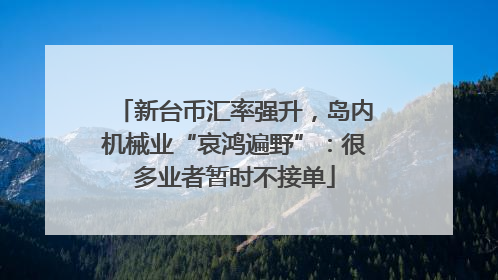 新台币汇率强升，岛内机械业“哀鸿遍野”：很多业者暂时不接单