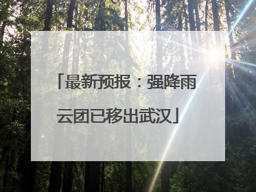 最新预报：强降雨云团已移出武汉