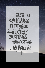 武汉103岁抗战老兵再喊80年前劝日军投降的话 “缴枪不杀，放你回家”