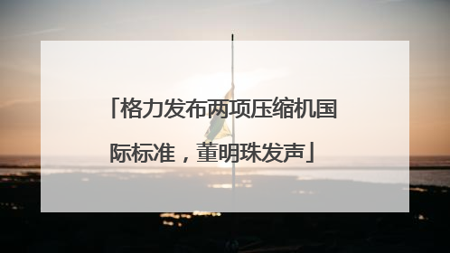 格力发布两项压缩机国际标准，董明珠发声