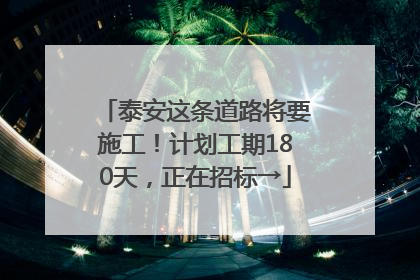 泰安这条道路将要施工！计划工期180天，正在招标→