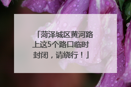 菏泽城区黄河路上这5个路口临时封闭，请绕行！
