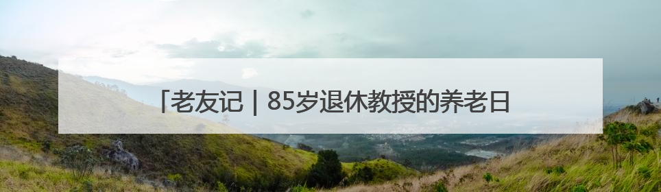 老友记｜85岁退休教授的养老日记——她就是我的“绿野仙庄”