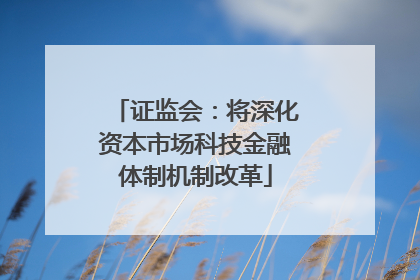 证监会：将深化资本市场科技金融体制机制改革
