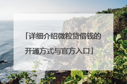 详细介绍微粒贷借钱的开通方式与官方入口
