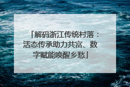 解码浙江传统村落：活态传承助力共富、数字赋能唤醒乡愁