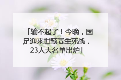 输不起了！今晚，国足迎来世预赛生死战，23人大名单出炉