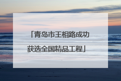 青岛市王相路成功获选全国精品工程