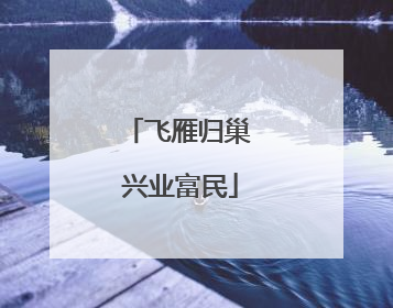 飞雁归巢 兴业富民