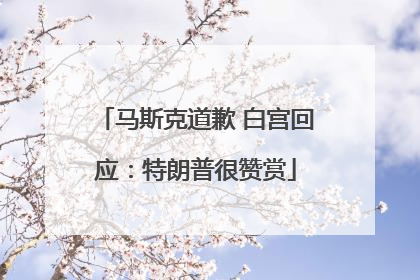 马斯克道歉 白宫回应：特朗普很赞赏