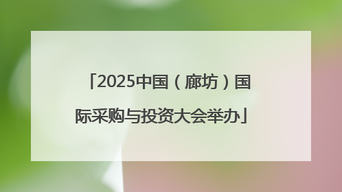 2025中国（廊坊）国际采购与投资大会举办